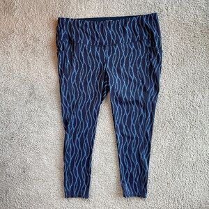Chico's Zenergy Pocket Leggings Size 4 (XXL), Navy Blue Chains Athleisure Active